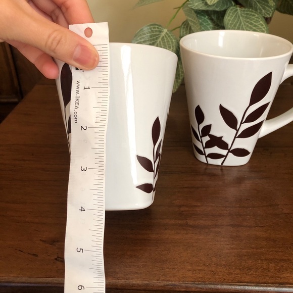 - Anthropologie 2 pc mug set - white with brown leaves - Picture 8 of 9